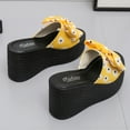 thumbnail image 4 of AXXD Yellow Ladies Sandals Summer Comfort Fish Mouth Flower Bow Knot Sandals Thick Sole Mothers Day, 4 of 9