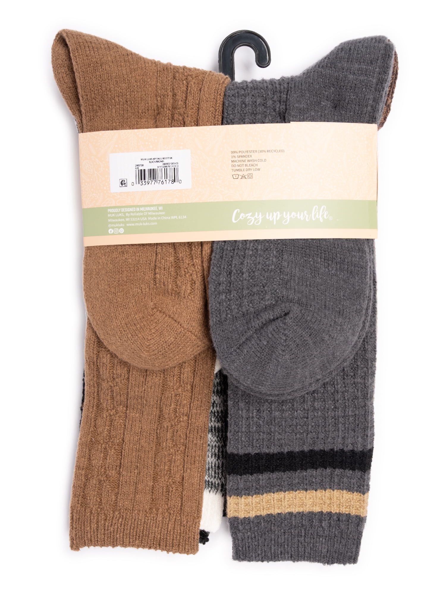 MUK LUKS Women's Fluffy Dream Tall Boot Socks, 6-Pack, OSFM