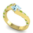 thumbnail image 2 of Diamond-Capitals 1.25 Carat Sparkle Princess Cut Aquamarine & Peridot Gemstone Proposal Ring for Ladies Solid 14K Yellow Gold Size 8.5, 2 of 8