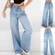 thumbnail image 5 of Bidobibo - Vaqueros boyfriend informales para mujer, vaqueros oversize Y2K de cintura alta y pierna ancha, pantalones vaqueros rectos y holgados, ropa de calle, 5 of 7