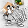 thumbnail image 6 of 304  Steel Kitchen Utensils Set, 11 Pcs Long Metal Cooking Utensil Gadgets Tools Set with Spatula, Spoon, Ladle, Skimmer, Turner, Pasta Server, Tongs(Mirror Polished, Dishwasher Safe), 6 of 6