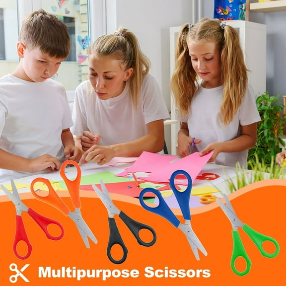 Multipurpose Scissors Set | Precision Stainless Steel Blades | Durable Plastic Handles | Safety Rounded Tip | Colorful Design | Office Home Use | Includes PVC Bag | 1 Piece