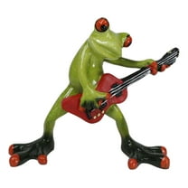 Wild Rock Band Electric Guitarist Green Toad Frog Rocking It Out Figurine