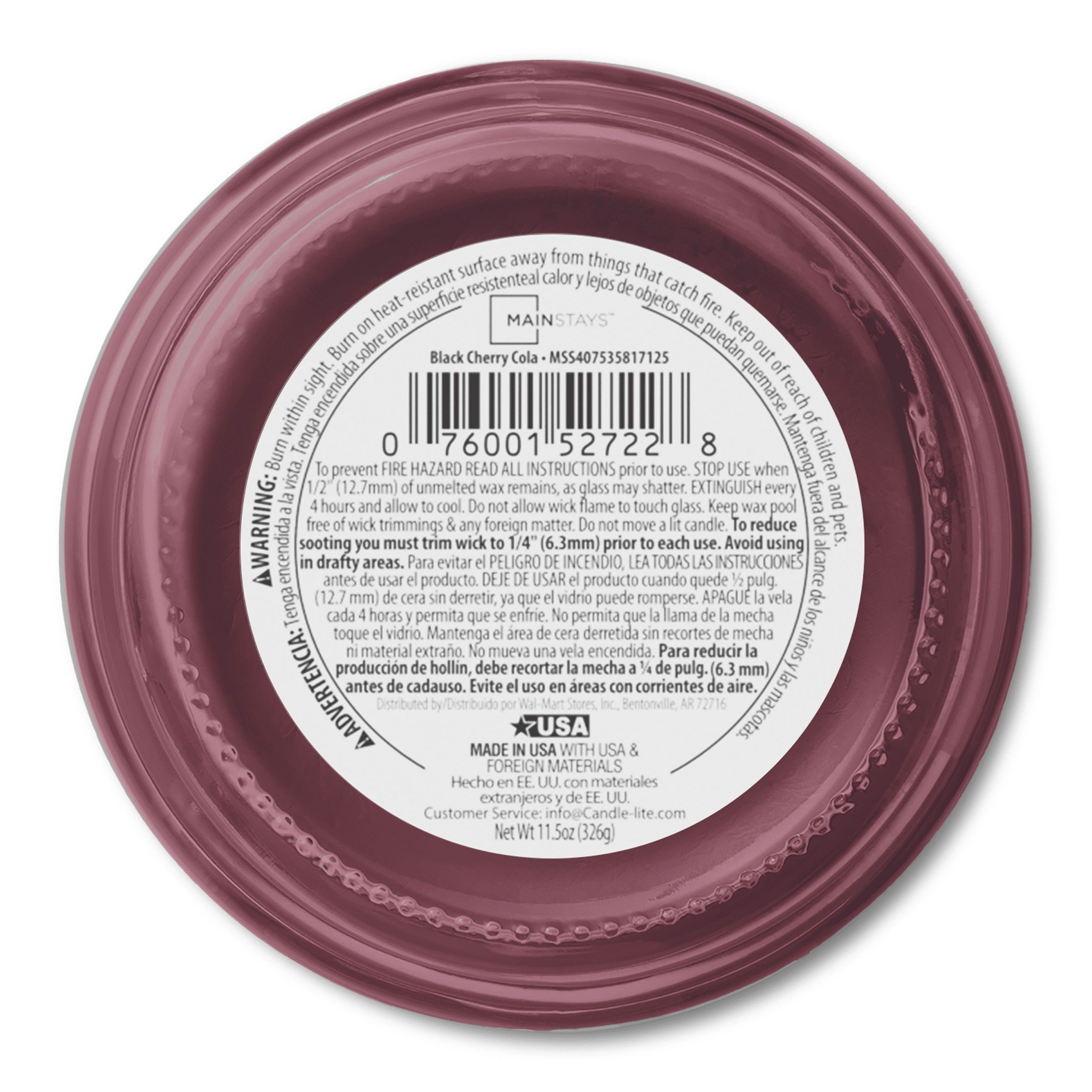 Mainstays 3-Wick Scented Glass Jar Candle, Black Cherry Cola -Wick, 11.5oz.