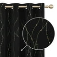 thumbnail image 2 of Deconovo Window Curtains Wave Line with Dots Gold Foil Print Design Grommet Blackout Curtains for Kitchen 52 x 45 inch Black 2 Panels, 2 of 7