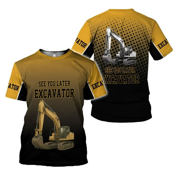 Personalized Name Excavator Shirt 3D Gift shirt for Men, Short Sleeve unisex Tee Casual Wear (T-shirt, S)
