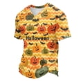 thumbnail image 2 of Summer Shirts for Men Short Sleeve Halloween Spiderweb Print V Neck T Shirts Causal Funny Loose Shirts, XL, 2 of 7