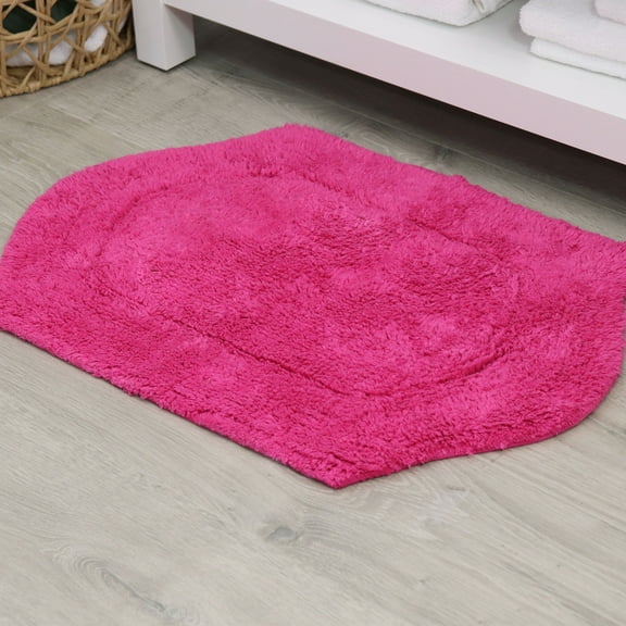 HOME WEAVERS Waterford Collection Bathroom Rug 100% Cotton Tufted Bath Rug, Soft and Absorbent Bath Rugs, Non-Slip Plush Bath Rug, Machine Wash, bath Rug for Bathroom, 21"x34" Rectangle, Hot Pink