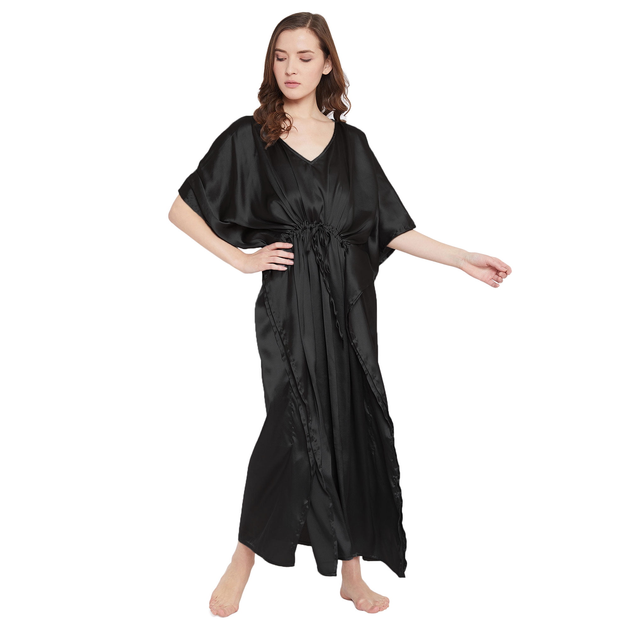 Gypsie Blu Satin Silk Kaftan for Women Sleepwear Maxi Dress Adjustable ...