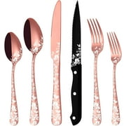 Stapava 30 Pcs Black Silverware Set, Gorgeous Retro Royal Silverware Set for 6, Stainless Steel Mirror Flatware Cutlery Set, Include Forks Spoons and Knives set, Dishwasher Safe Utensils