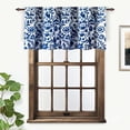 thumbnail image 2 of Rdsfhsp Watercolor Blooming Flower Floral Polyester Window Curtain Valance Rod Pocket 54x18 Inch Navy Blue 1 Pack, 2 of 5