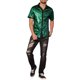 thumbnail image 2 of Camisas metálicas INSPIRE CHIC para hombres con mangas cortas de color contrastante y botón verde L, 2 of 5