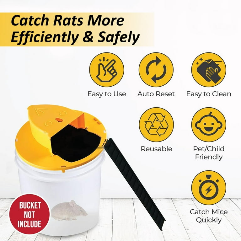 Hyeastr Mouse Trap Flip Lid, Mouse Catching Tool, Mice Trap Bucket Flip Lid Anti-Escape, Auto Reset Humane Mouse Trap for Indoor & Outdoor Usage