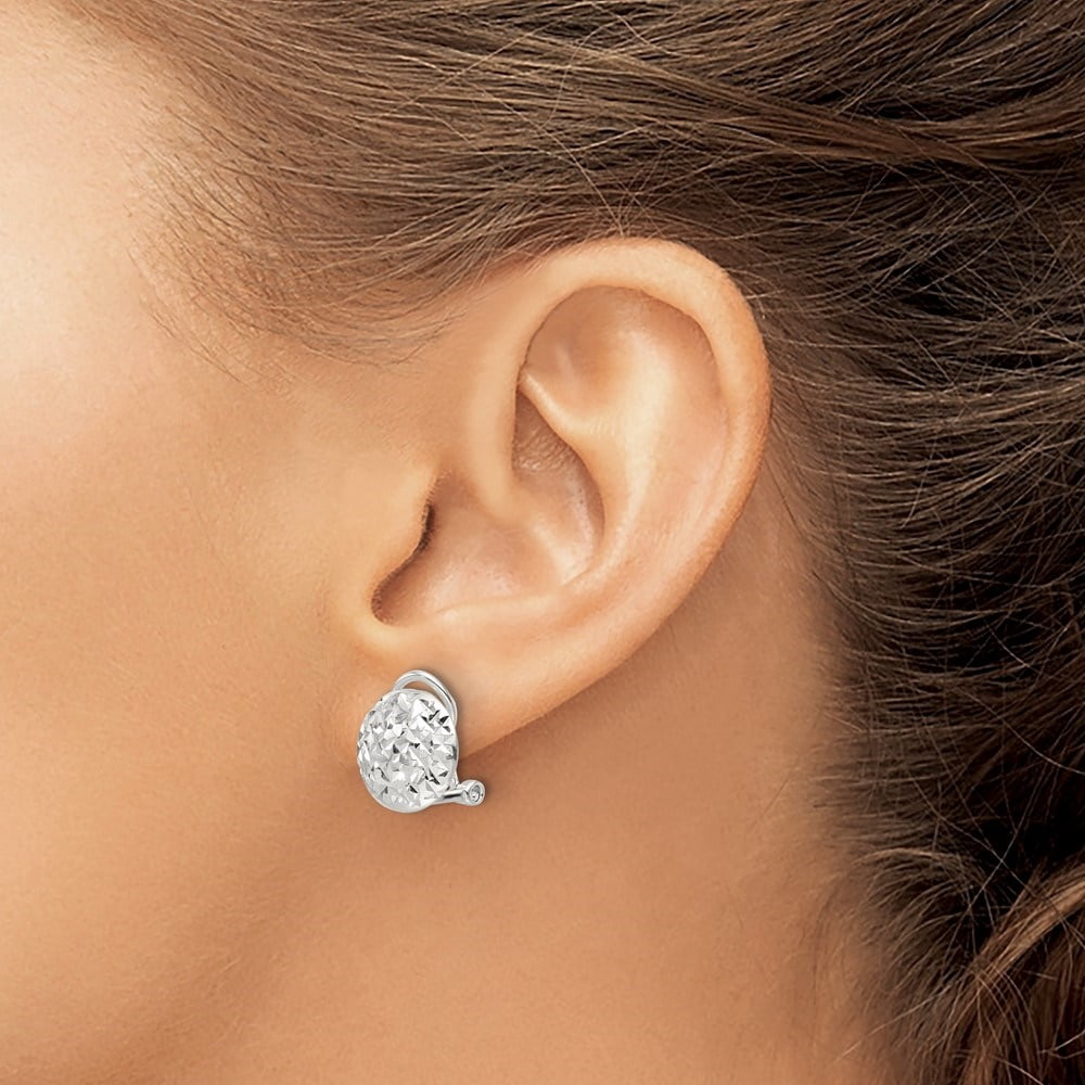 Auriga Fine Jewelry 925 Sterling Silver Diamond-cut Circle Omega Back Stud Earrings for Women