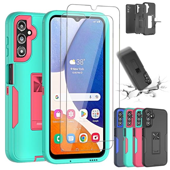 Aggxpf for Samsung A54 Phone Case Screen Protector Pack, Tempered Screen Protector Phone Case with Magnetic Car Mount for Galaxy A54, Green
