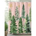 thumbnail image 2 of Christmas Tree Shower Curtain Set ，Waterproof Fabric Shower Curtains Winter Xmas Pine Tree Forest Snowflakes Pink Shower Curtains for Bathroom,Bathroom Decor 54x"78", 2 of 6