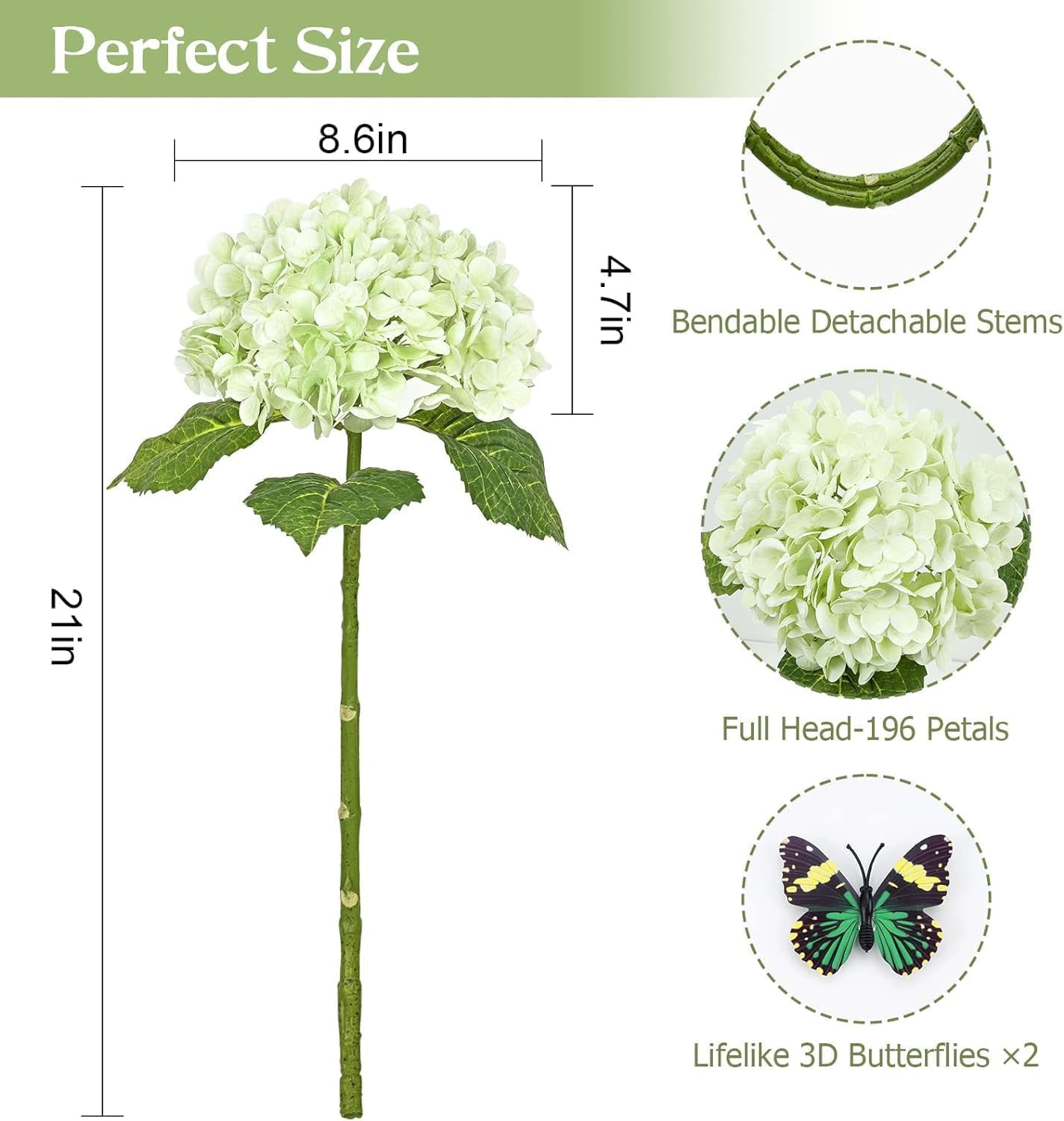 Real Touch Hydrangea Artificial Flowers with Long Stem & Leaves, Full Latex Faux Hydrangea Flowers for Home Decor Party Floral Arrangements Wedding Bouquets Centerpieces(Pink, 3Pcs)
