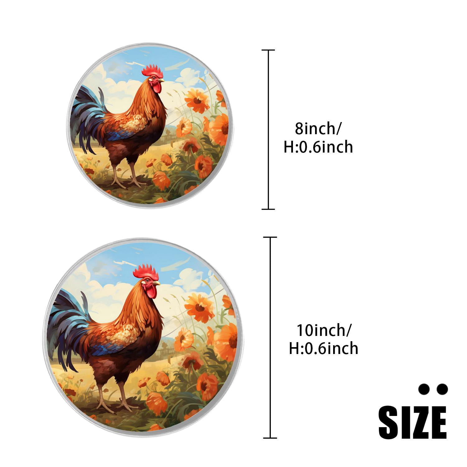 Round Stove Burner Covers 4 Pcs Metal Electric Stove Burner Covers 8Inch And 10Inch ,Lovely Rooster Butterfly Flower beautiful