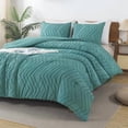 thumbnail image 2 of Grayish Teal Twin/Twin XL Comforter Set, Twin Bed Comforter for College Dorm Girls Boys Kids Boho Soft Warm Cute Comforter, 2 Pieces Aesthetic Chevron Bohemian Bedding Set, 2 of 7