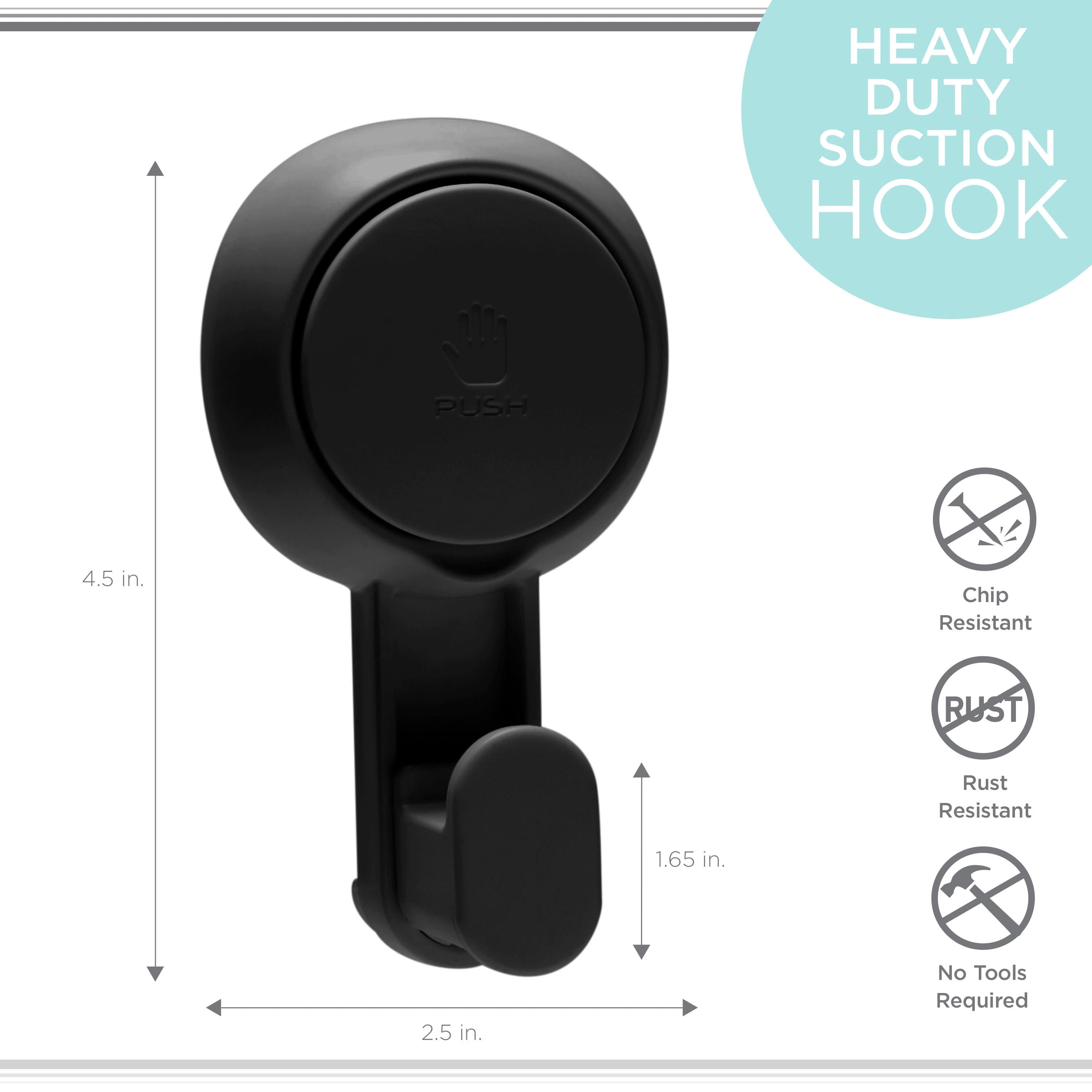 Bath Bliss 2 Pack Gel-Suction Power Hooks in Matte Black