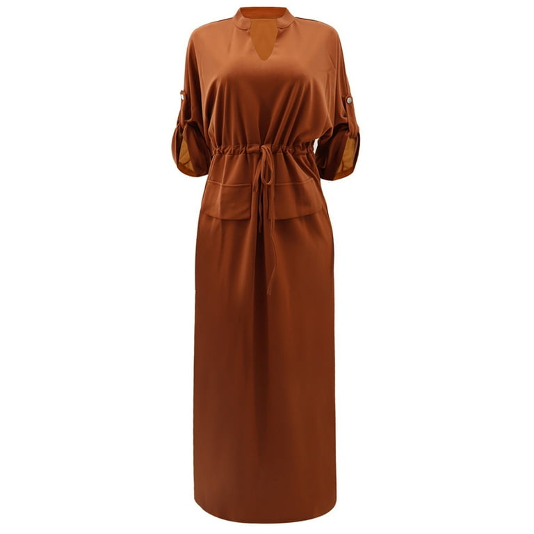 Fashion Elegant Solid Slit With Belt V Neck Wrapped Skirt Dresses(3 Colors) Fashion Elegant Solid Slit With Belt V Neck Wrapped Skirt Dresses(3 Colors)