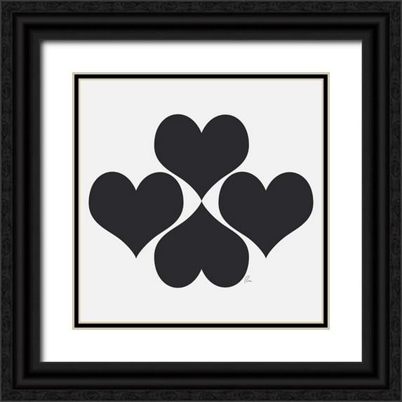 Murdock, Ramona 15x15 Black Ornate Wood Framed with Double Matting Museum Art Print Titled - Hearts