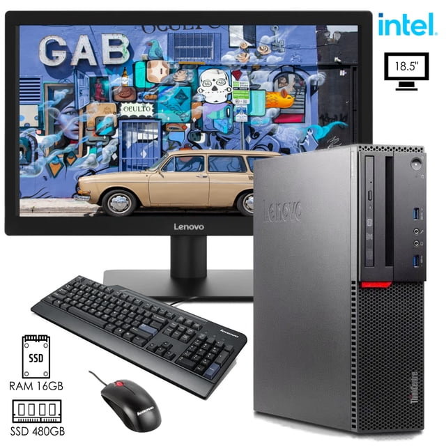 PC CPU Thinkcentre M900 Lenovo Core i5 6ta gen RAM 16GB SSD 480GB monitor 18.5" reacondicionado