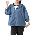 thumbnail image 2 of TGSLY Women's Hooded Jacket Lightweight Zip-Up Solid Color Fall Hoodies Relaxed Casual Puff 3/4 Sleeve Outdoor Hooded Coat with Elastic Cuffs XL, 2 of 8