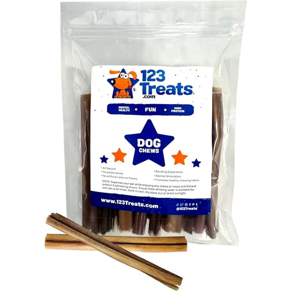 Bully Sticks For Dogs 6 Inches - (1 Pound bag) Bully Dog Chews From 123 Treats