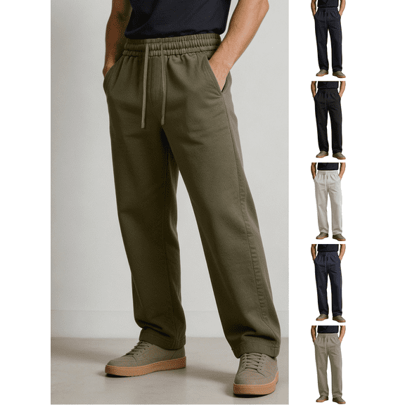 Men's Lightweight Sweatpants Cotton Straight Leg Lounge Pants with Pockets Elastic Waist Outdoor Hiking Pant
