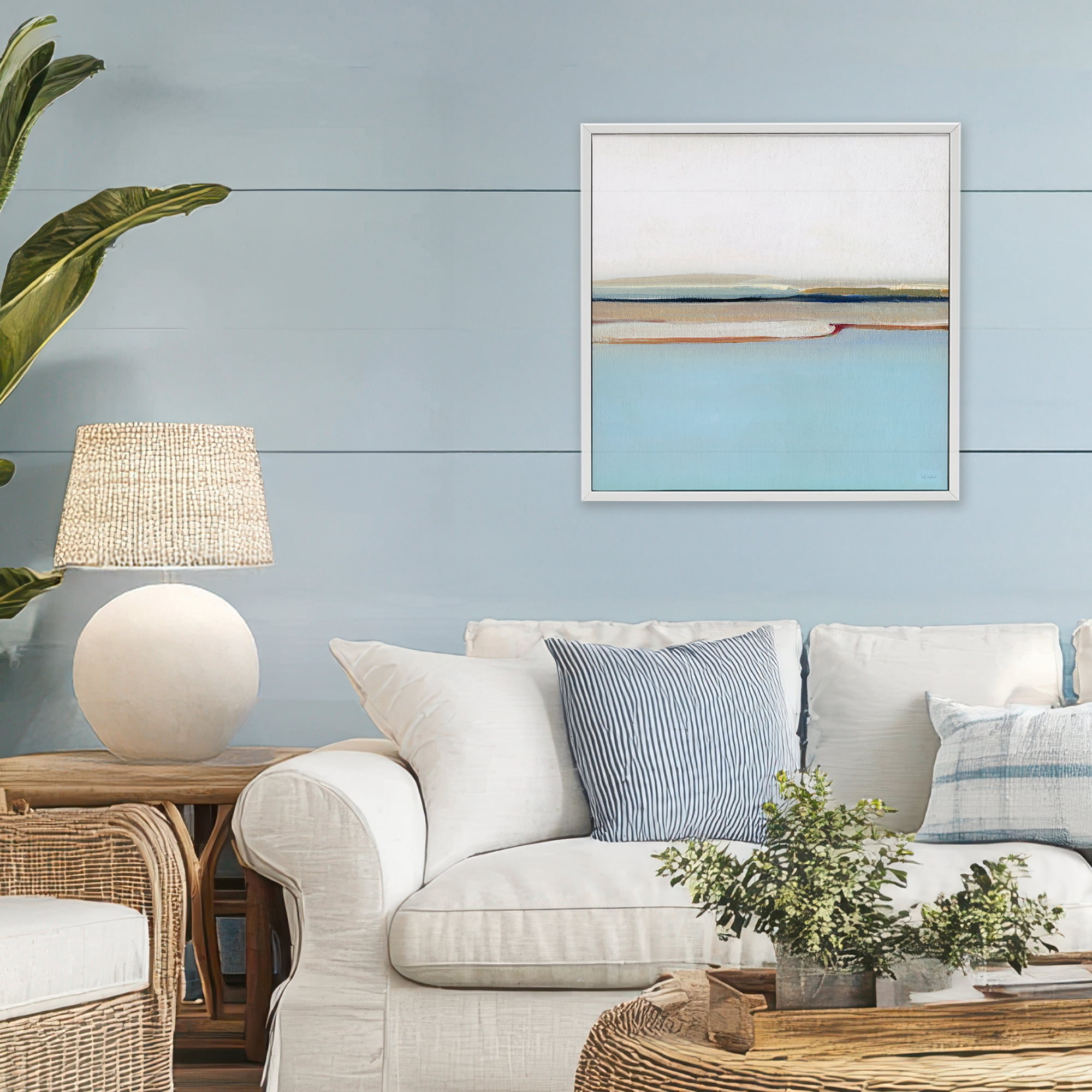 Stupell Industries Serene Minimal Shoreline at Dawn White Framed Giclee Art, design by Sally Swatland