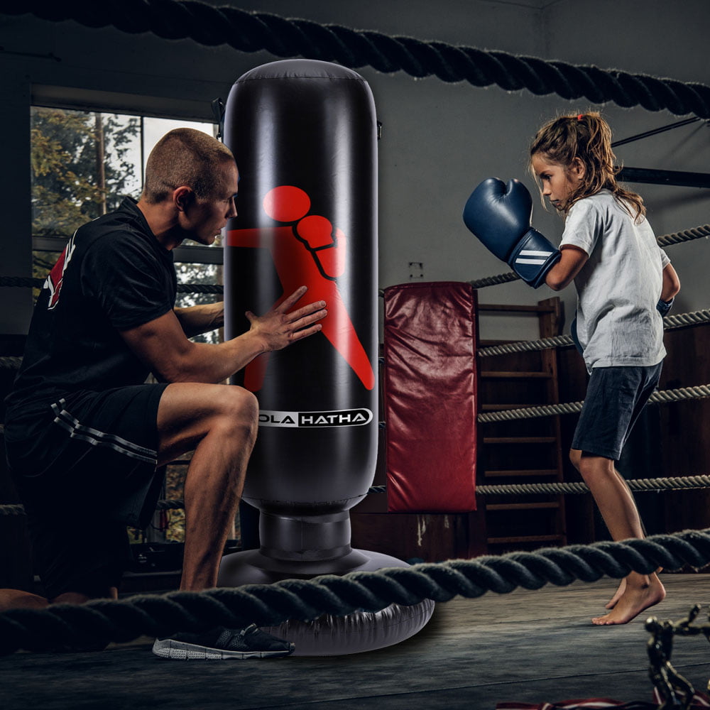 HolaHatha Inflatable Kids Punching Bag Home Boxing Equipment w/ Heavy Bag Stand 
