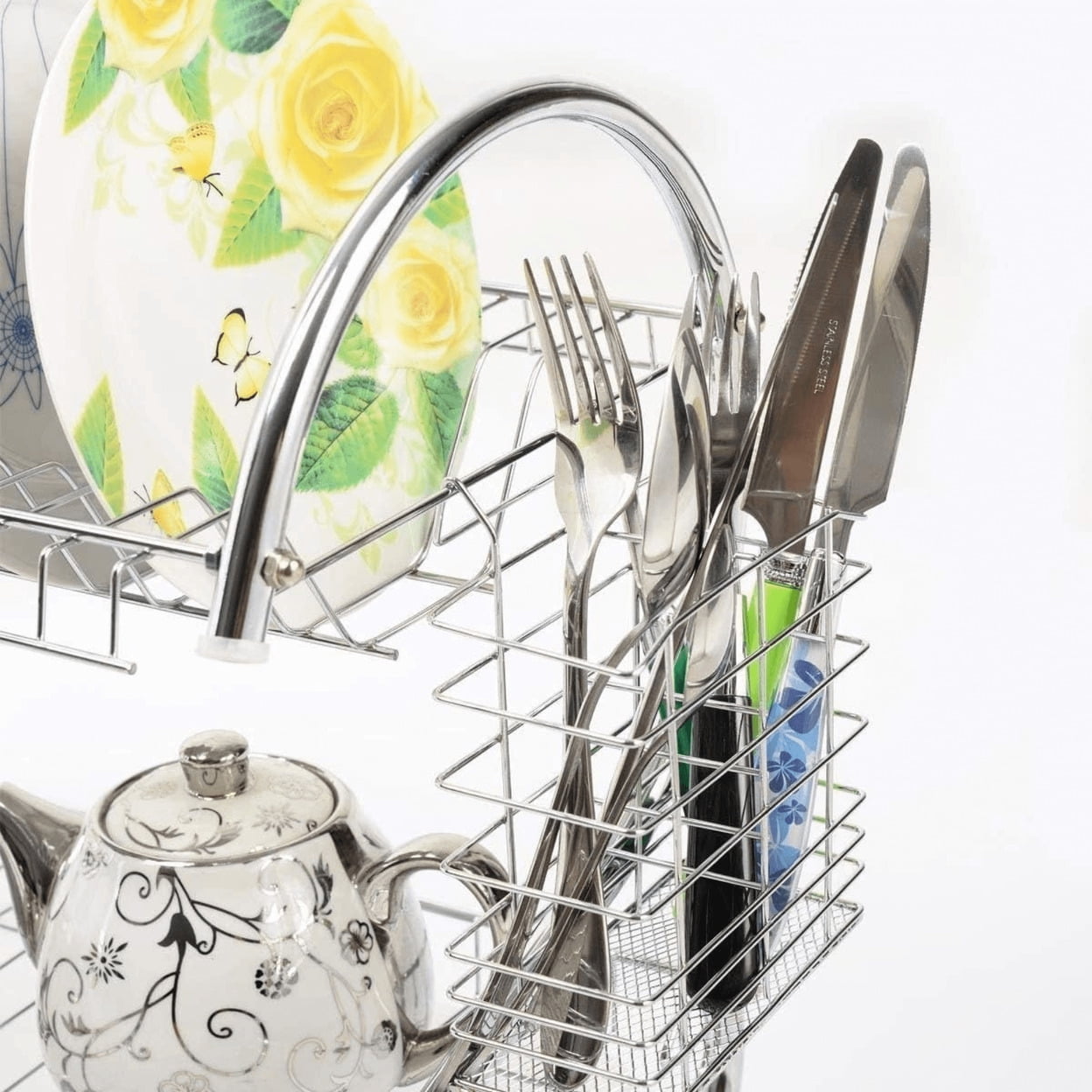 Better Chef 22" 2-Level Chrome-Plated S-Shaped Dish Rack