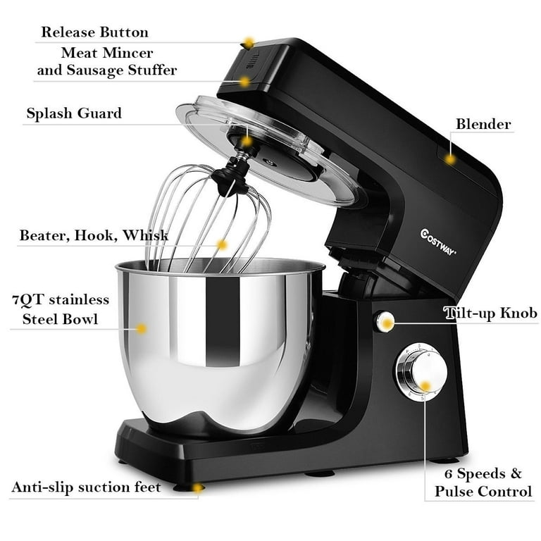Zhoutu Stand Mixer,8 Speed with Digital Timer Electric Kitchen Mixer Dough  Whisk Beater Meat Grinder Sausage Juice Blender