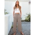 thumbnail image 3 of ANRABESS Womens High Waisted Palazzo Pants Lightweight Casual Summer Pants Loose Lounge Pants Flowy Wide Leg Trousers for Beach Travel Vacation Wheet S, 3 of 8
