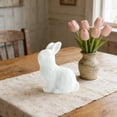 thumbnail image 5 of Cute Easter Bunny Ceramic Figurine, Mini Rabbit Craft Ornament for Home, Table & Shelf Decor, Adorable Small Animal Statue for Spring Holiday & Indoor Household Easter Decorations, 3*3*2in, White, 5 of 8