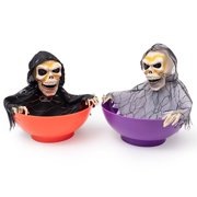 Halloween Candy Bowl, Animated Halloween Candy Bowl, Animated Skull Bowl, Motion-Activated Moving Skeleton Hand with LED Eyes & Sound Effects, Spooky Trick-or-Treat Decor