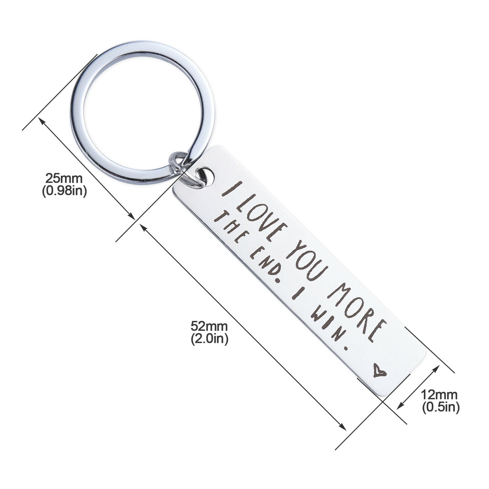 Portachiavi I Love You More - Regalo San Valentino, Coppia, Frase D'Amore, Acciaio Inox Nero - Foto 4