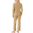 thumbnail image 3 of Womens Pajama Sets Button Up Long Sleeve V-Neck Loungewear Elastic Waist Pants 2 Pieces with Pockets XS Yellow, 3 of 6
