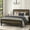 Fleck Wood, variant on Allewie Brown Queen Size Metal Platform Bed Frame with Rivet Headboard and Black Frame, Industrial Wooden Headboard