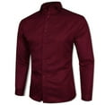 thumbnail image 3 of PEASKJP Stretch Mens Dress Shirts Long Sleeve Slim Fit Dress Shirts for Men Muscle Fit Big and Tall Button-Down Shirt (Wine,M), 3 of 4