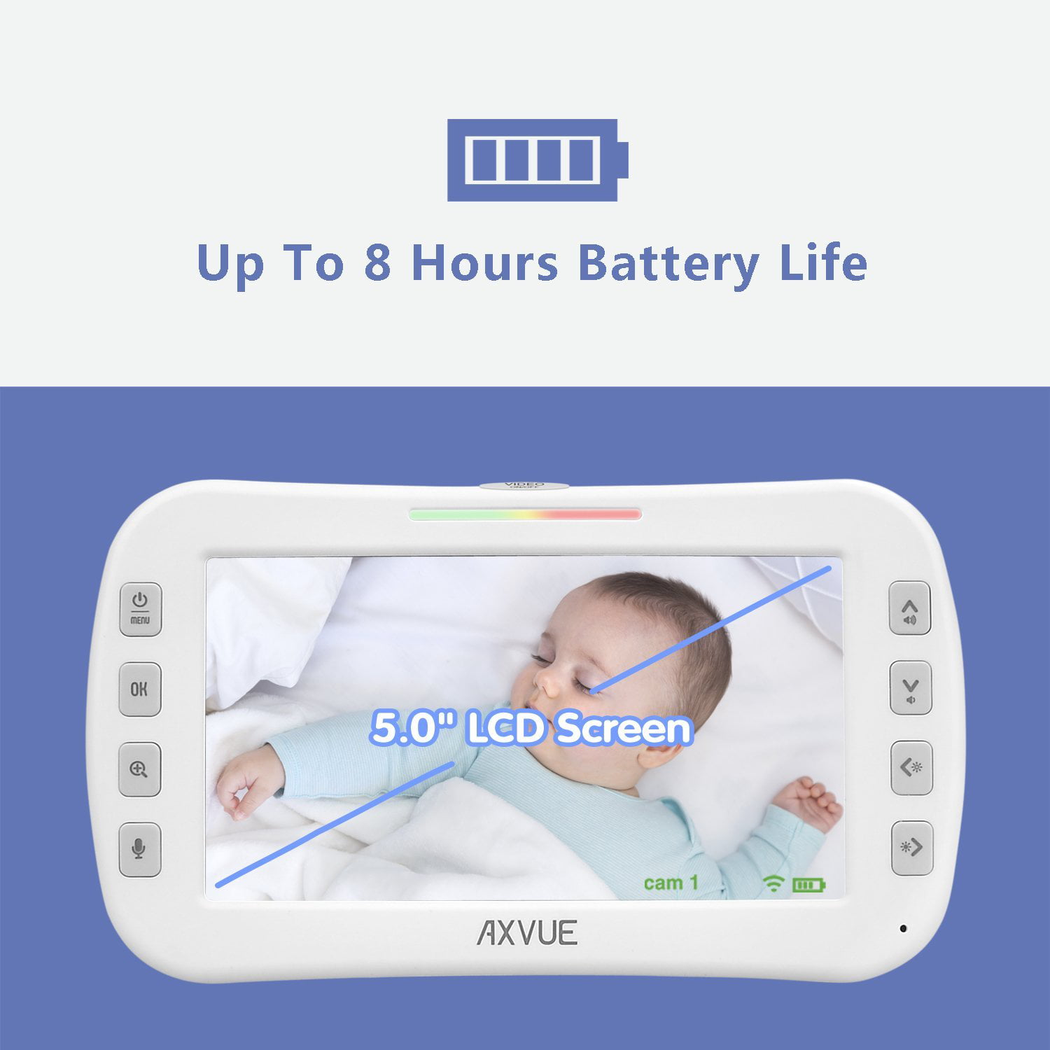 OPEN BOX 5/" LCD Screen and 2 Camera Axvue E632 Video Baby Monitor