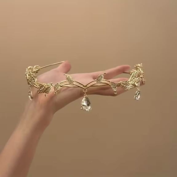 Fairy Leaf Rhinestone Headband - Elegant Hair Accessory for Weddings, Banquets, and Parties