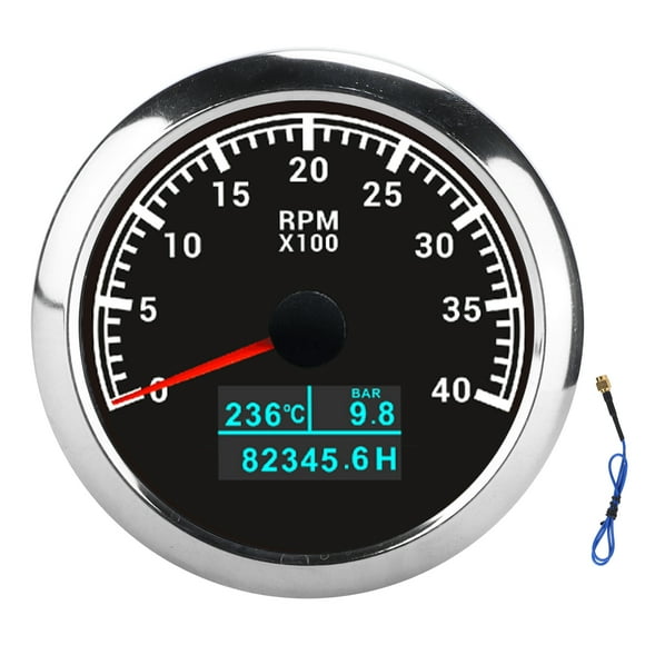 RPM Tacho Meter, Pointer Tachometer Oil Pressure Universal IP67 3 In 1  For Car For Boat For Marine White,Black