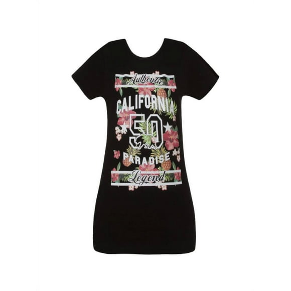 Cali Pride Womens Short-Sleeve T-Shirt - Paradise Flowers - Medium Black