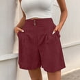 thumbnail image 2 of DHFJKG Womens Summer Straight Leg Shorts Casual Elastic Waist Solid Color Loose Fit Comfortable Daily Wear Shorts With Pockets Stylish Bottoms, 2 of 6