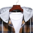 thumbnail image 5 of YAYUBA Men's Casual Plaid Flannel Jacket with Hoodie Long Sleeve Button Down Shirt, 5 of 8