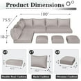 thumbnail image 3 of AECOJOY Outdoor Cushions, 4 inch Patio Cushions for Outdoor Furniture, Replacement Cushions Fits 7-Seats Sectional Rattan Conversation Set, Splashproof, Memory Foam Cushions and Covers in Light Grey, 3 of 7