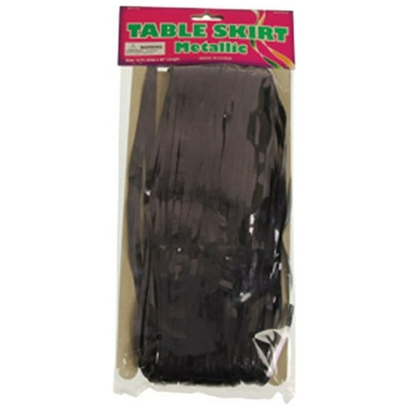 US Toy 30" Metallic Tinsel Shiny Black Fringe Table Skirt Party Decoration