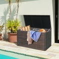 thumbnail image 4 of Gymax 88 Gallon Rattan Storage Box Outdoor Patio Container Seat w/ Door Mix Brown, 4 of 10